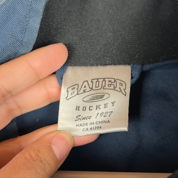 Vintage Bauer Hockey Pullover Canvas Jacket Mens XL Blue 1/4 Zip Long Sleeve - Picture 6 of 16